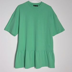 NWOT ASOS DESIGN peplum green t-shirt dress UK6 US2